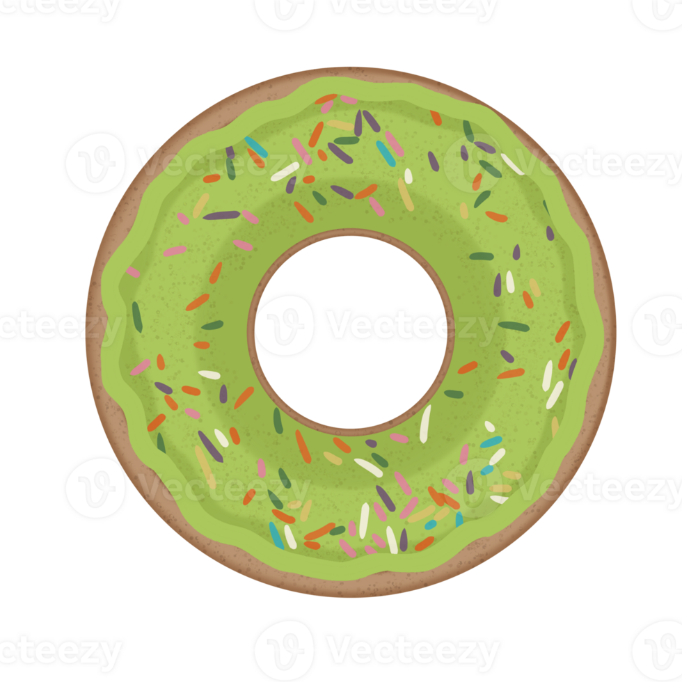 Greentea donuts with colorful sprinkles png