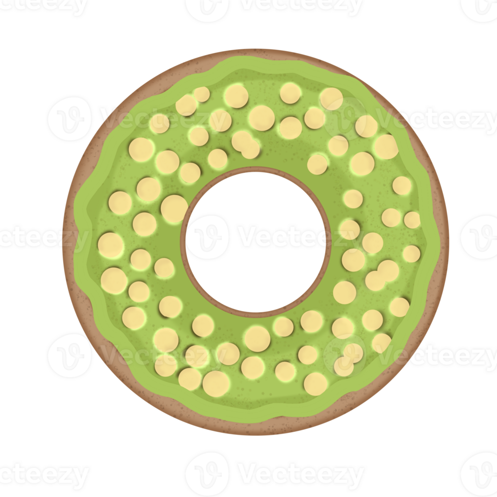 Greentea donuts with yellow crispyball topping png