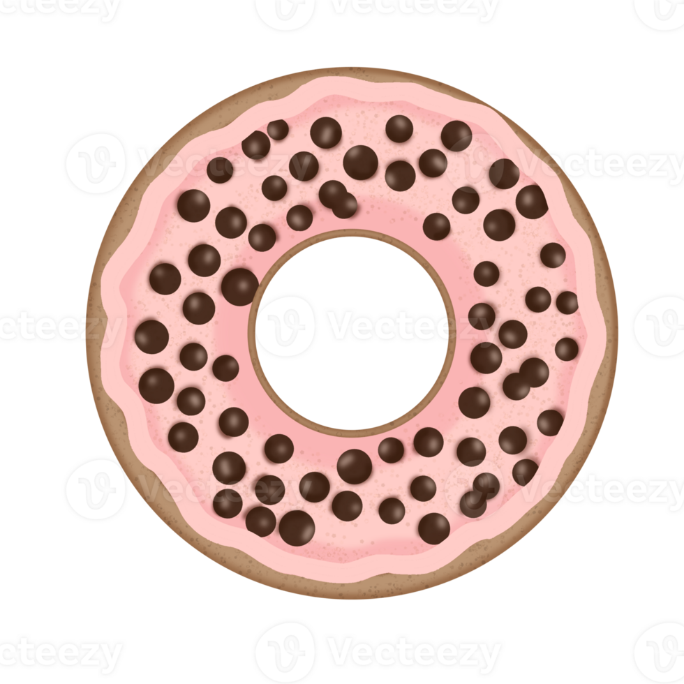 strawberry donut with crispyball on top png