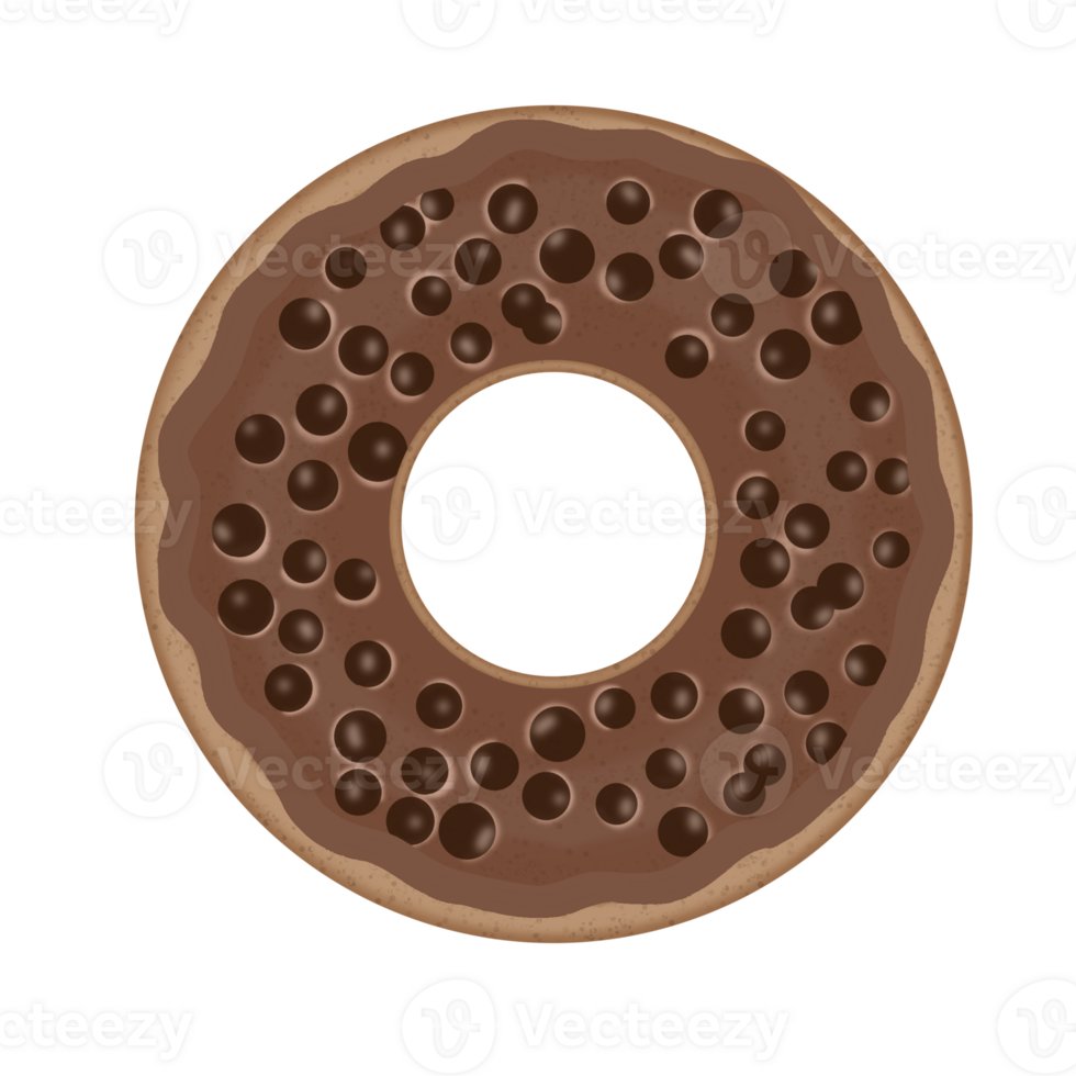 chocolate donut with crispyball on top png