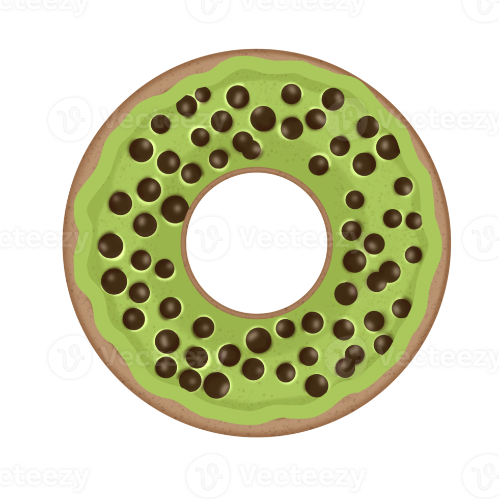 A donut with green and black dots on it png