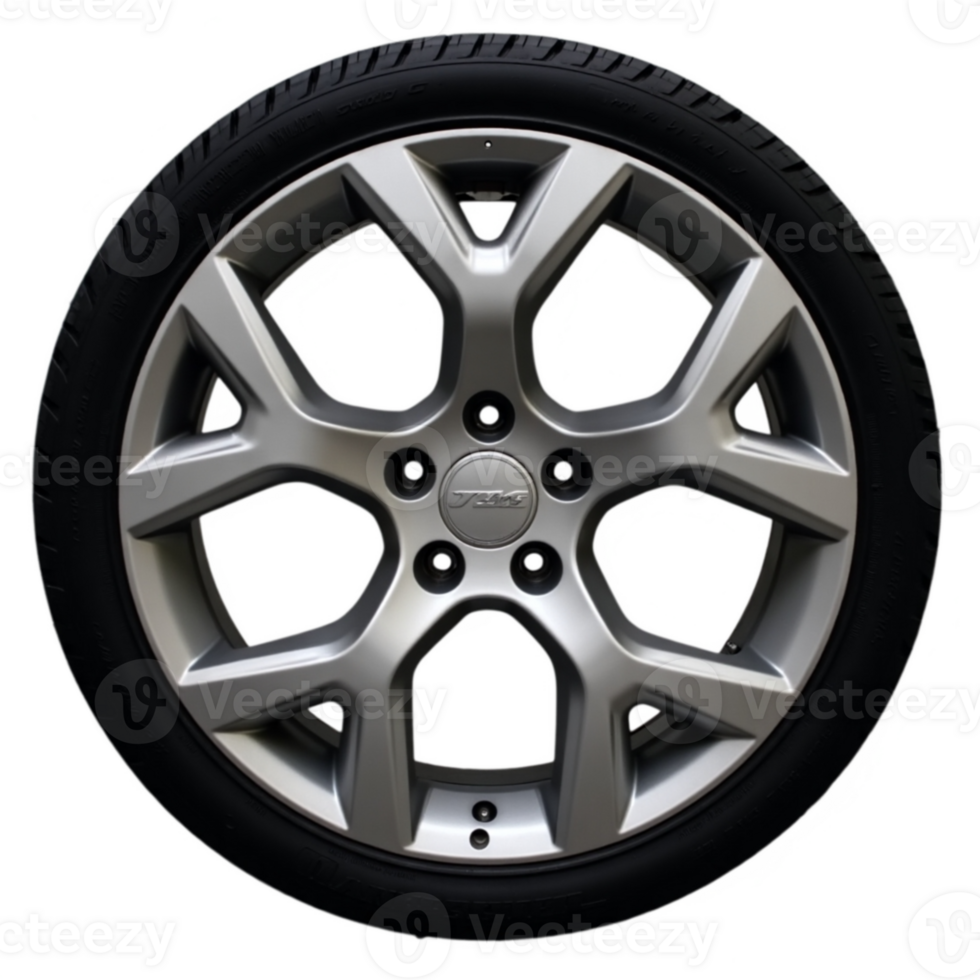D Render of Car Tire on Transparent Background png