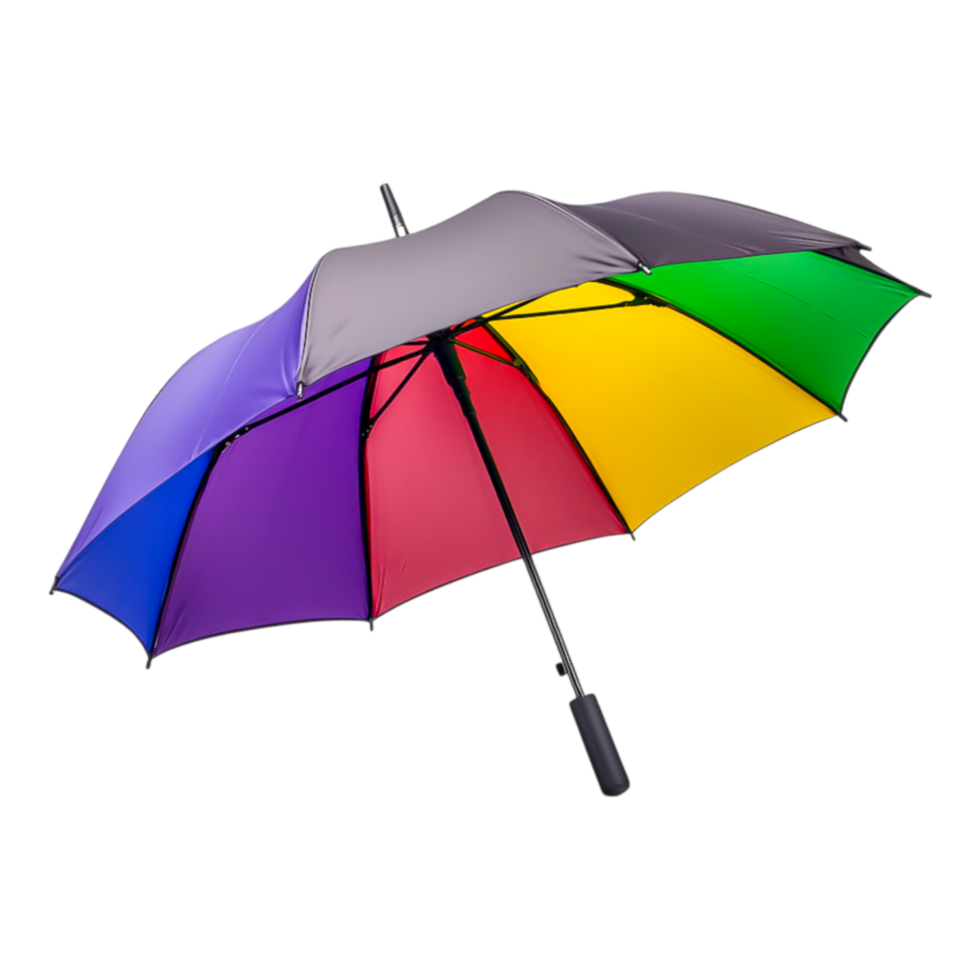 Colorful Umbrella with a Vibrant Rainbow Design Overhead View png