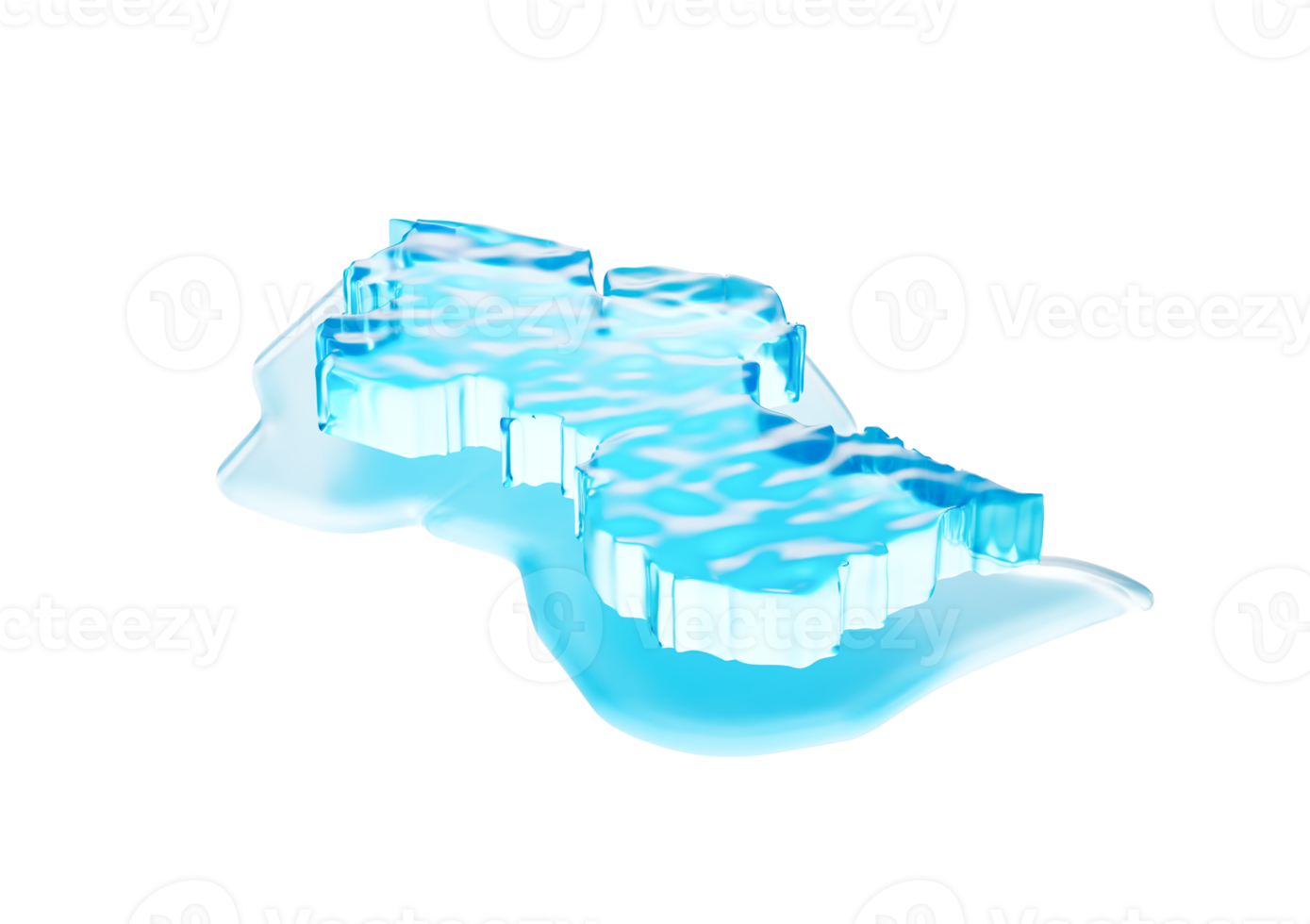 Water Ice Map Of Guyana Global Warming Melting Glacier In Deep Ocean Blue Water 3d Illustration png