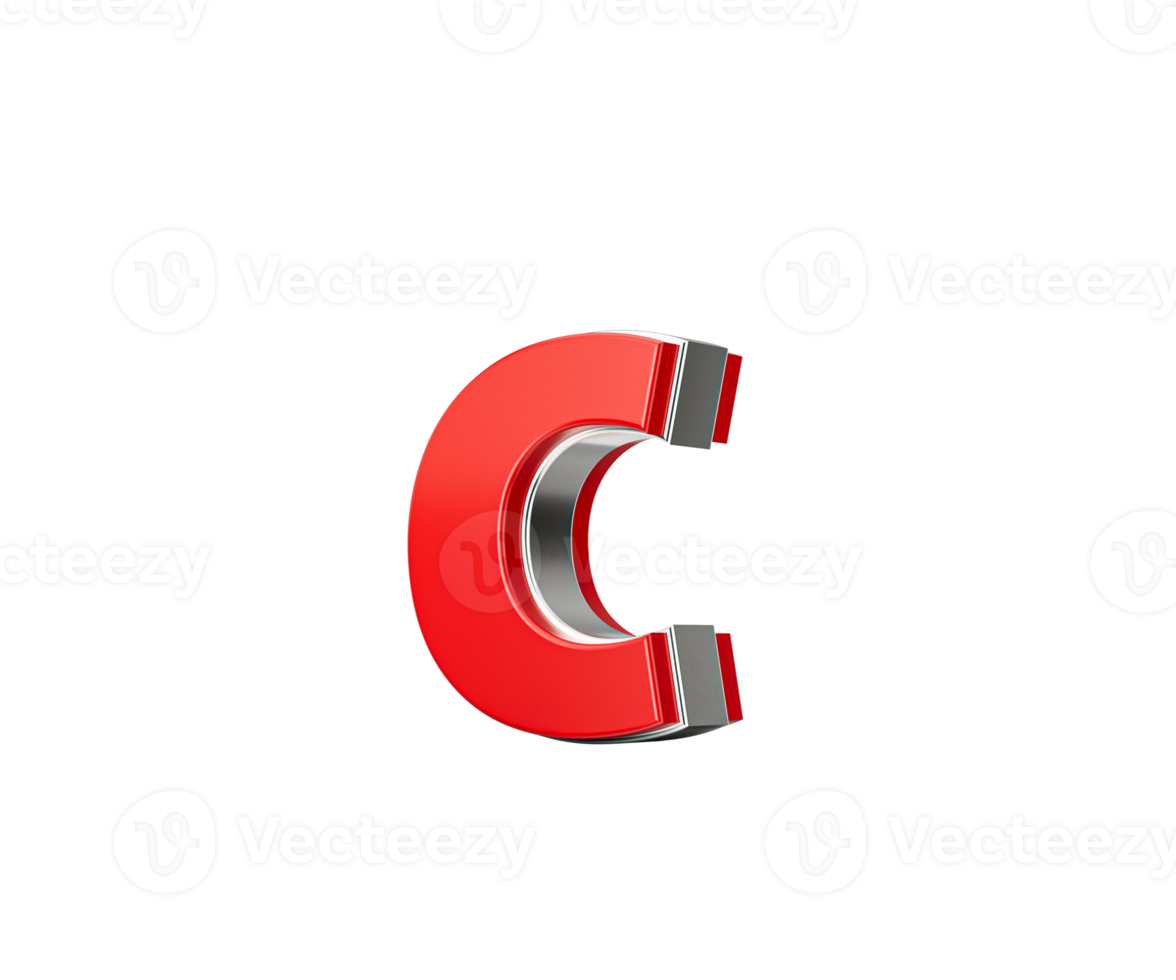 Vibrant Red Small Letter c Gleams With Its Sleek Metallic Design With Sharp Edges 3D Illustration png