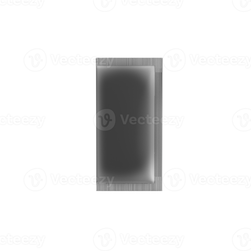A Single Olive Green Sachet Packet With Smooth Reflective Surface And Crimped Edges 3D Illustration png