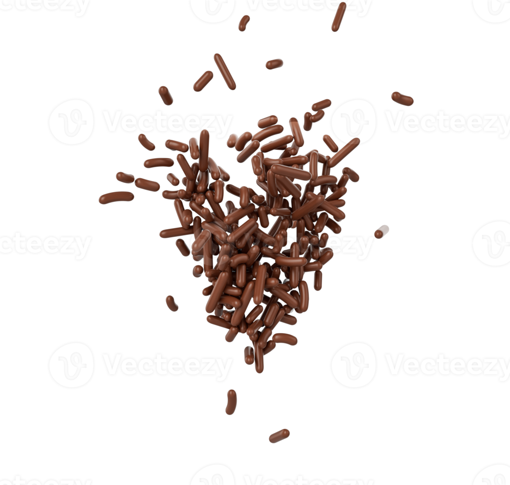 Group Of Chocolate Sprinkles, Cakes And Bakery Items Scattered 3D Illustration png