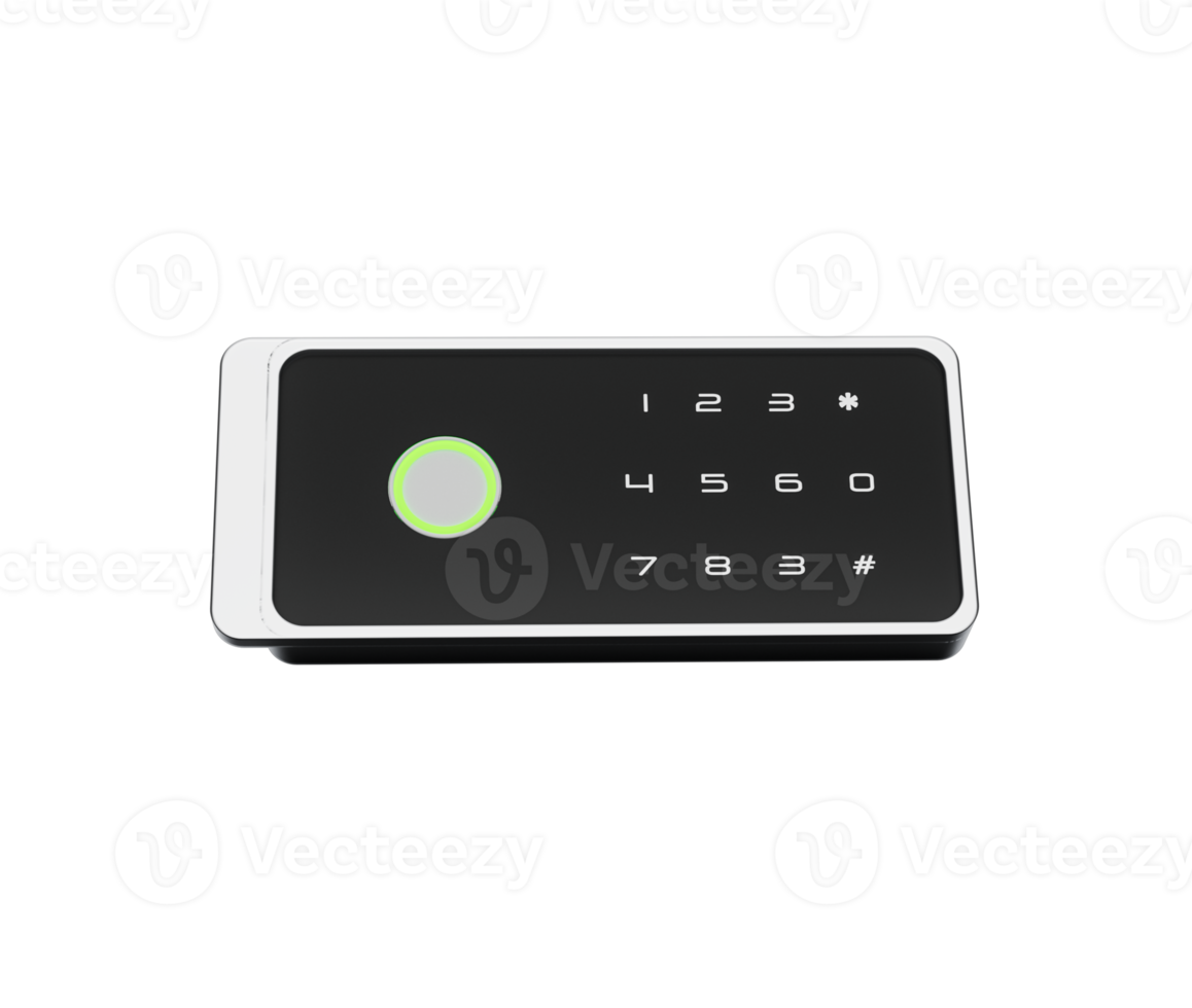 Digital Safe Lock With Touchscreen Numeric Keypad, Green Indicator For Secure Access 3d Illustration png