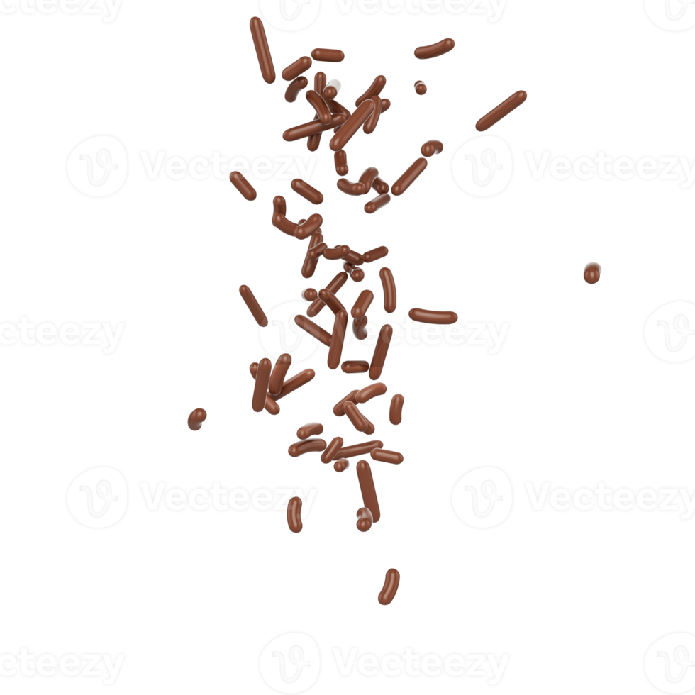 Chocolate Sprinkles For Cakes And Bakery Items Falling From Top 3D Illustration png