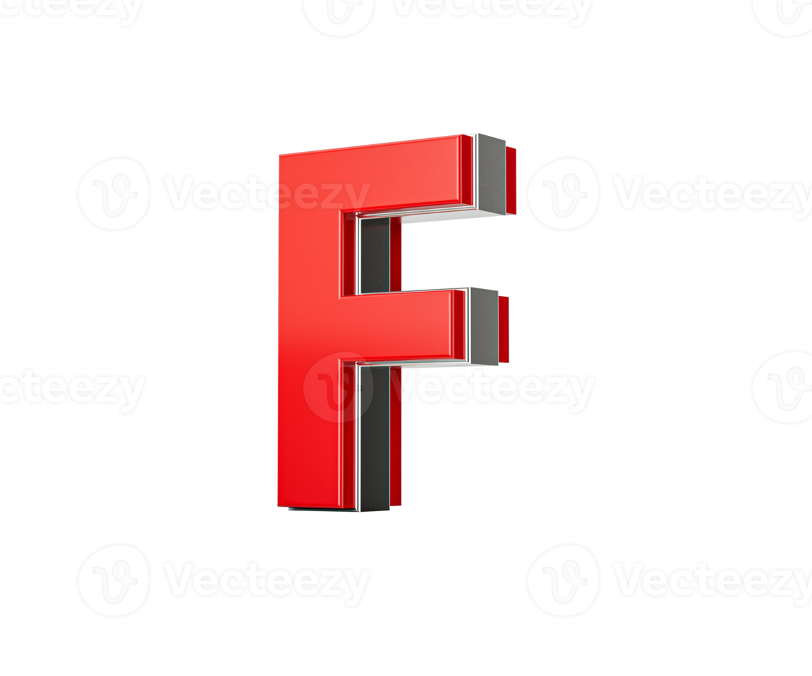 Vibrant Red Capital Letter F Gleams With Its Sleek Design Bold Font With Sharp Edges 3D Illustration png