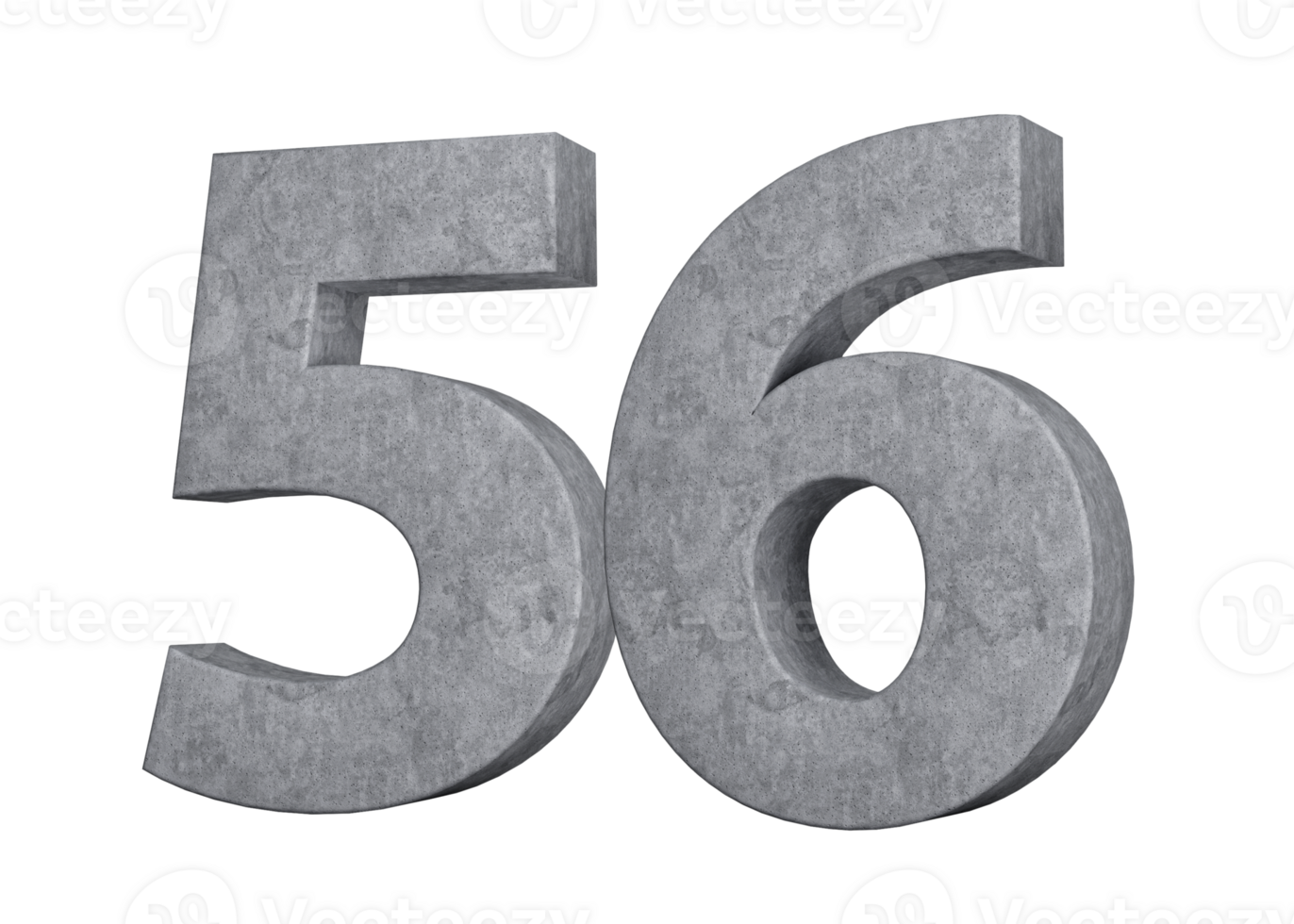 Concrete Number Fifty Six 56 Digit Made Of Grey Concrete Stone On Grey 3d Illustration png