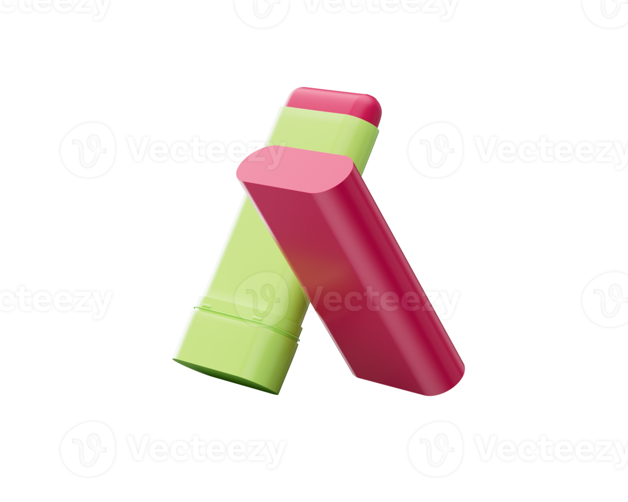 Glow Tinted Pink Blush Stick In Lime Green Casing With Glossy Pink Cap For Cheeks 3D Illustration png