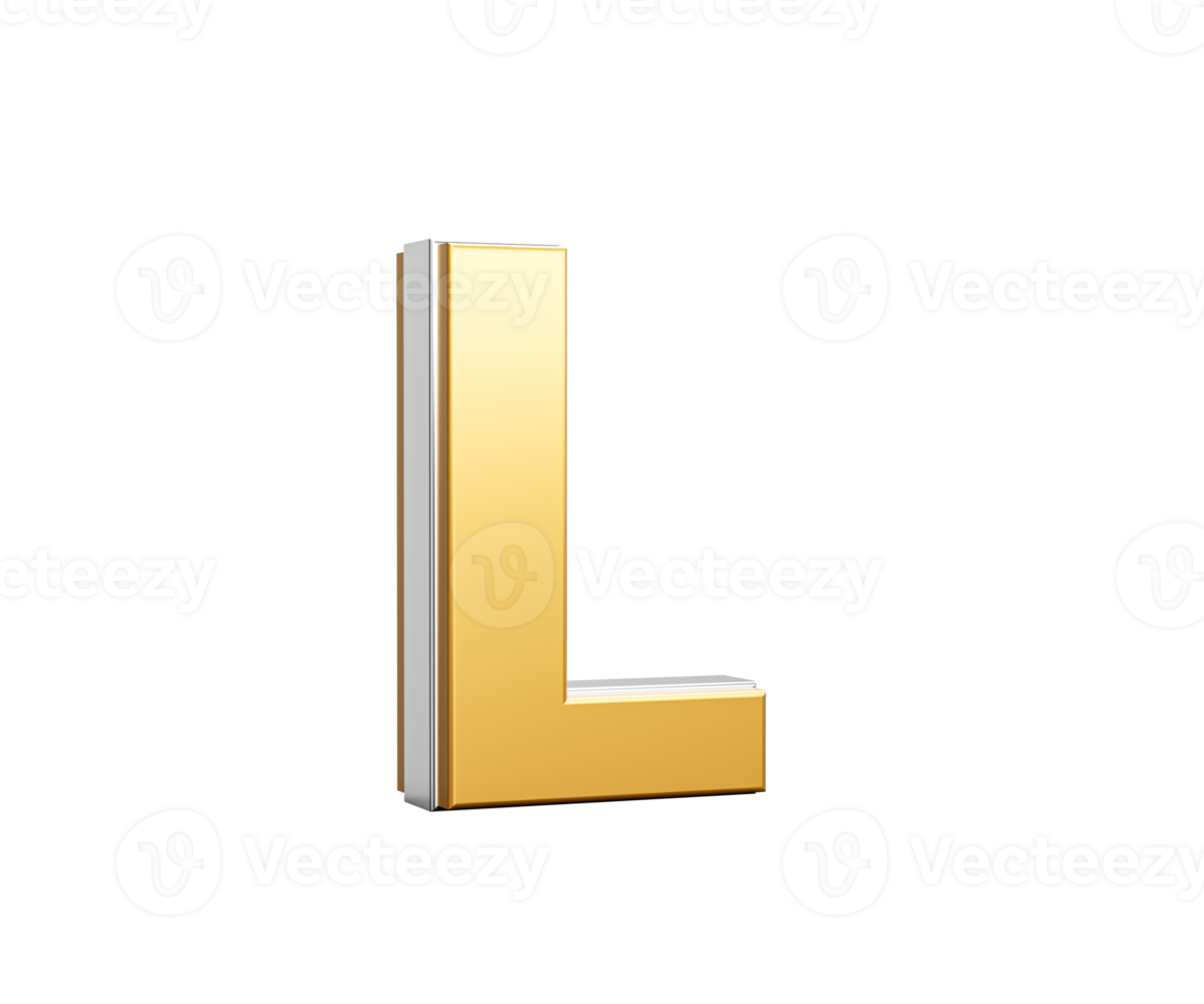 Golden Capital Letter L Gleams With Sleek Modern Design Bold Font With Sharp Edges 3D Illustration png