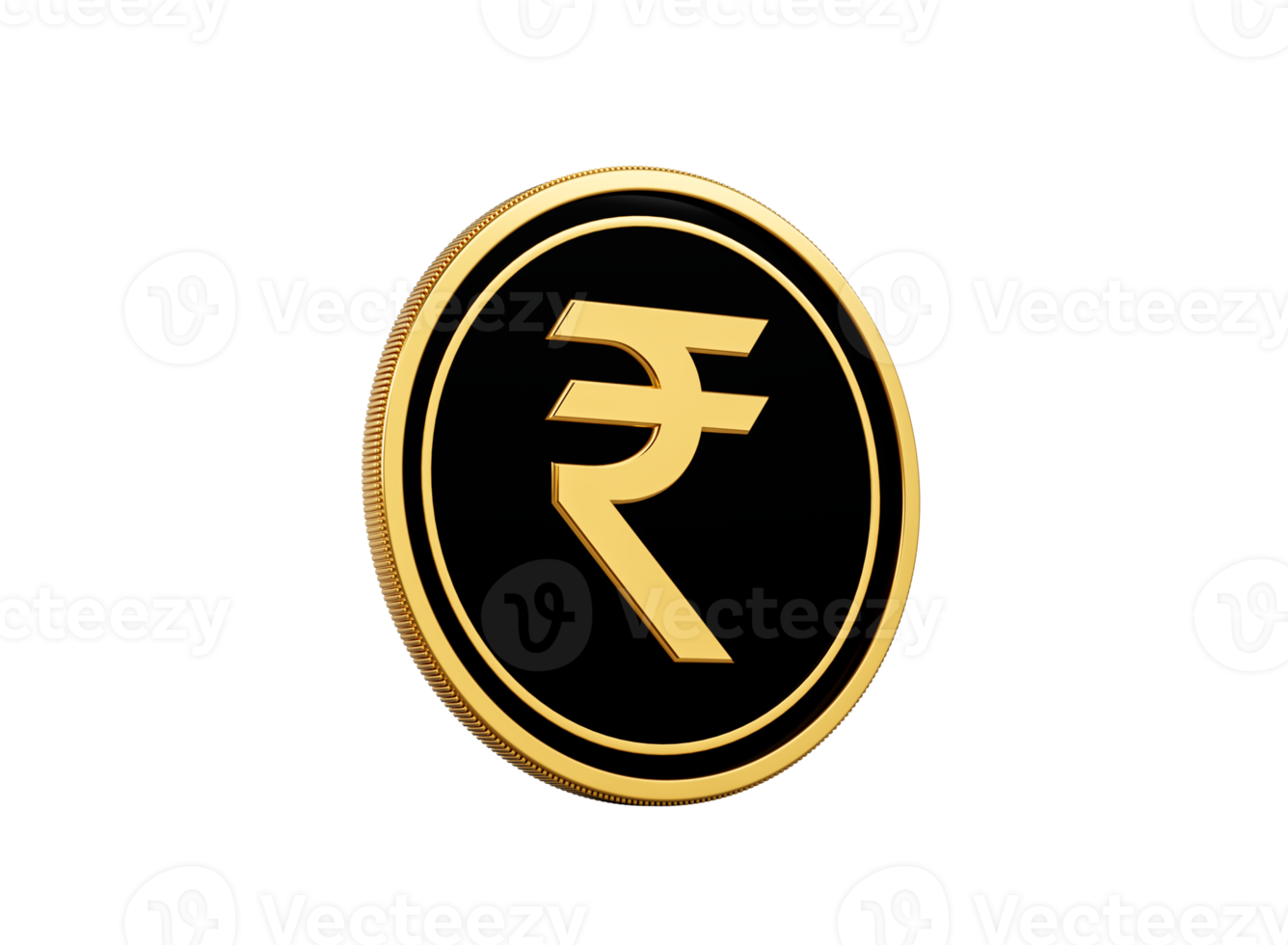 Golden And Black Rounded Indian Rupee Coin Shiny Golden Glow 3d Illustration png