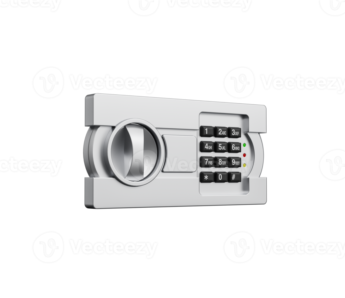 Metallic Finish Digital Safe with A Combination Lock And Circular Handle For Access 3D Illustration png
