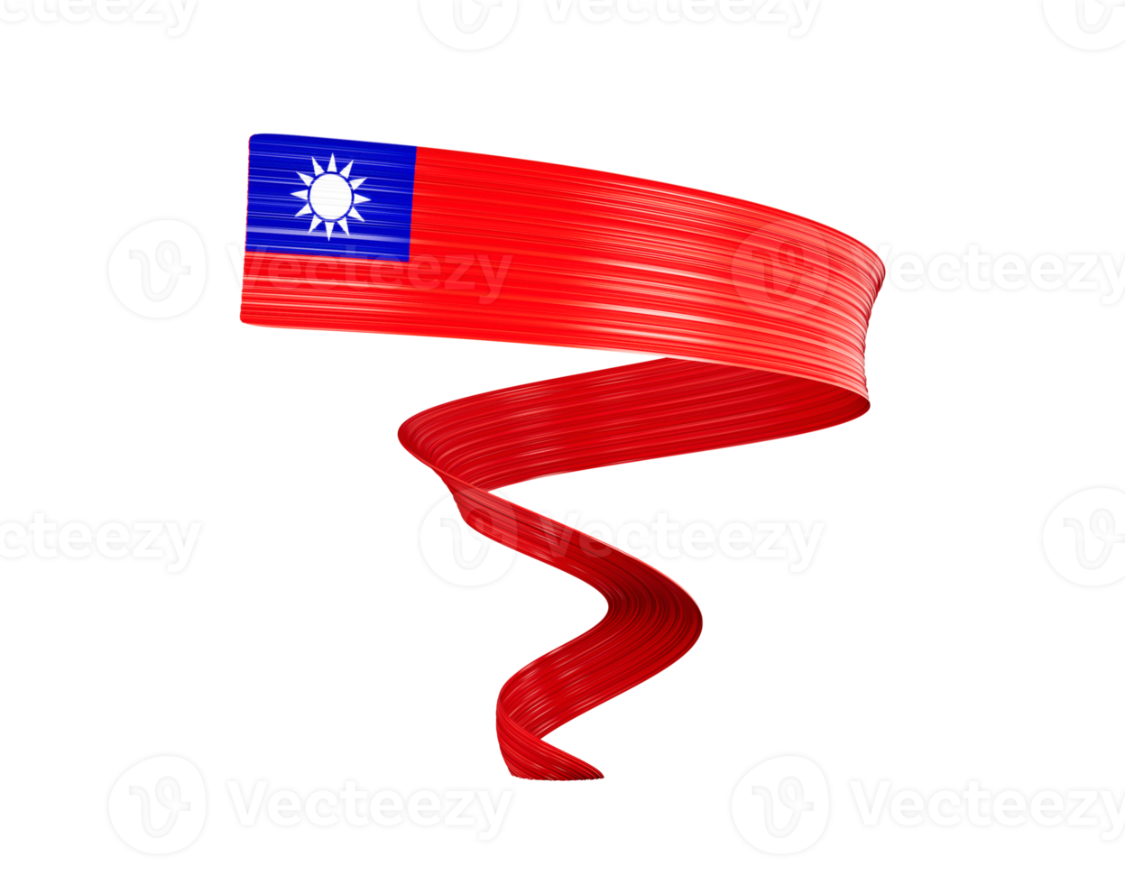 3d Flag Of Taiwan 3d Shiny Waving Twisted Ribbon Flag Isolated On White Background 3d Illustration png