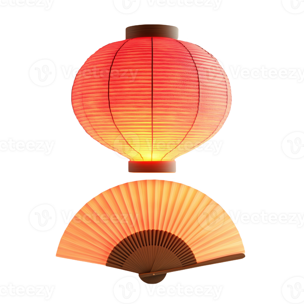 Decorative red paper lantern with a simple pattern illuminating a cozy space png