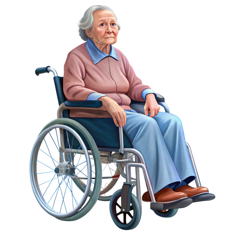 Senior in a Wheelchair Enjoying a Warm Blanket png