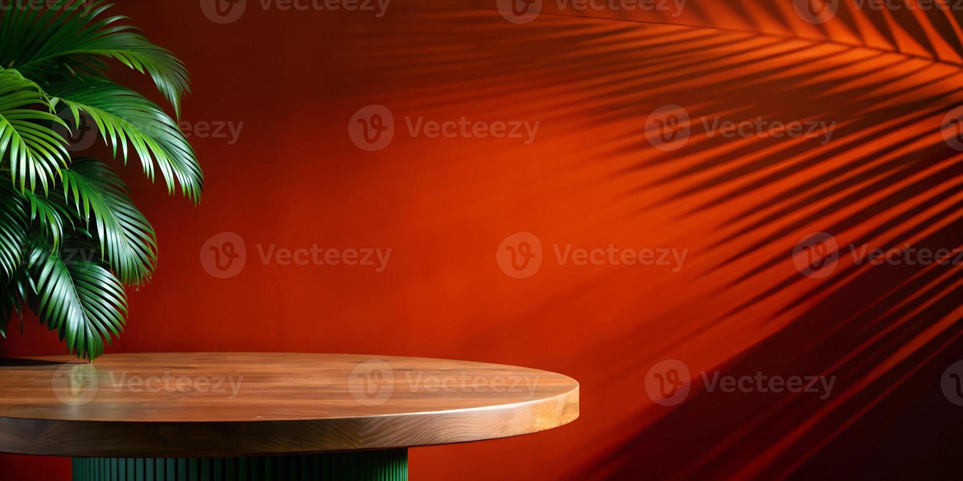 palm tree with empty table photo