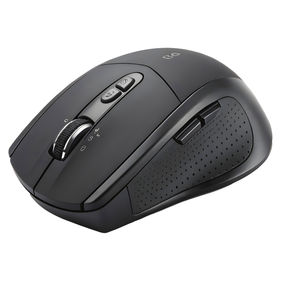 Wireless Ergonomic Computer Mouse with Black Matte Finish and Textured Grip png