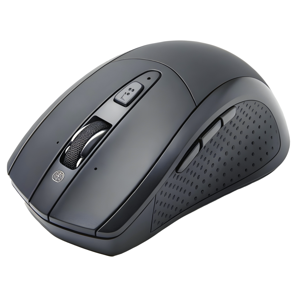 Ergonomic Wireless Computer Mouse with Black Matte Finish and Textured Grip png