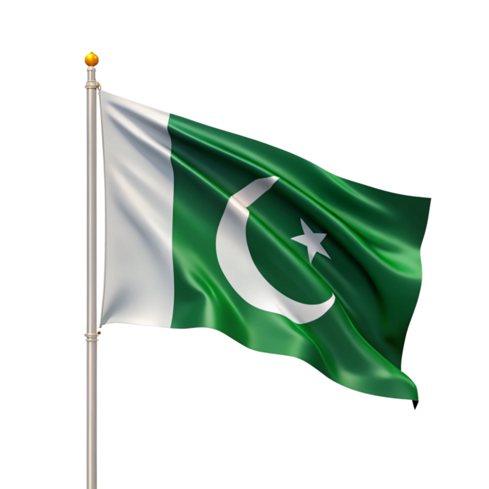 Pakistani Flag waving isolated on transparent background png