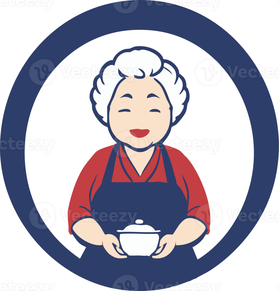 Elderly Woman Holding Rice Bowl Icon png