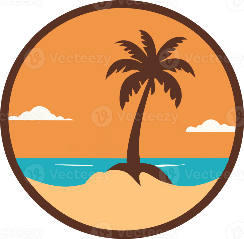 Palm Tree Beach Paradise Icon png