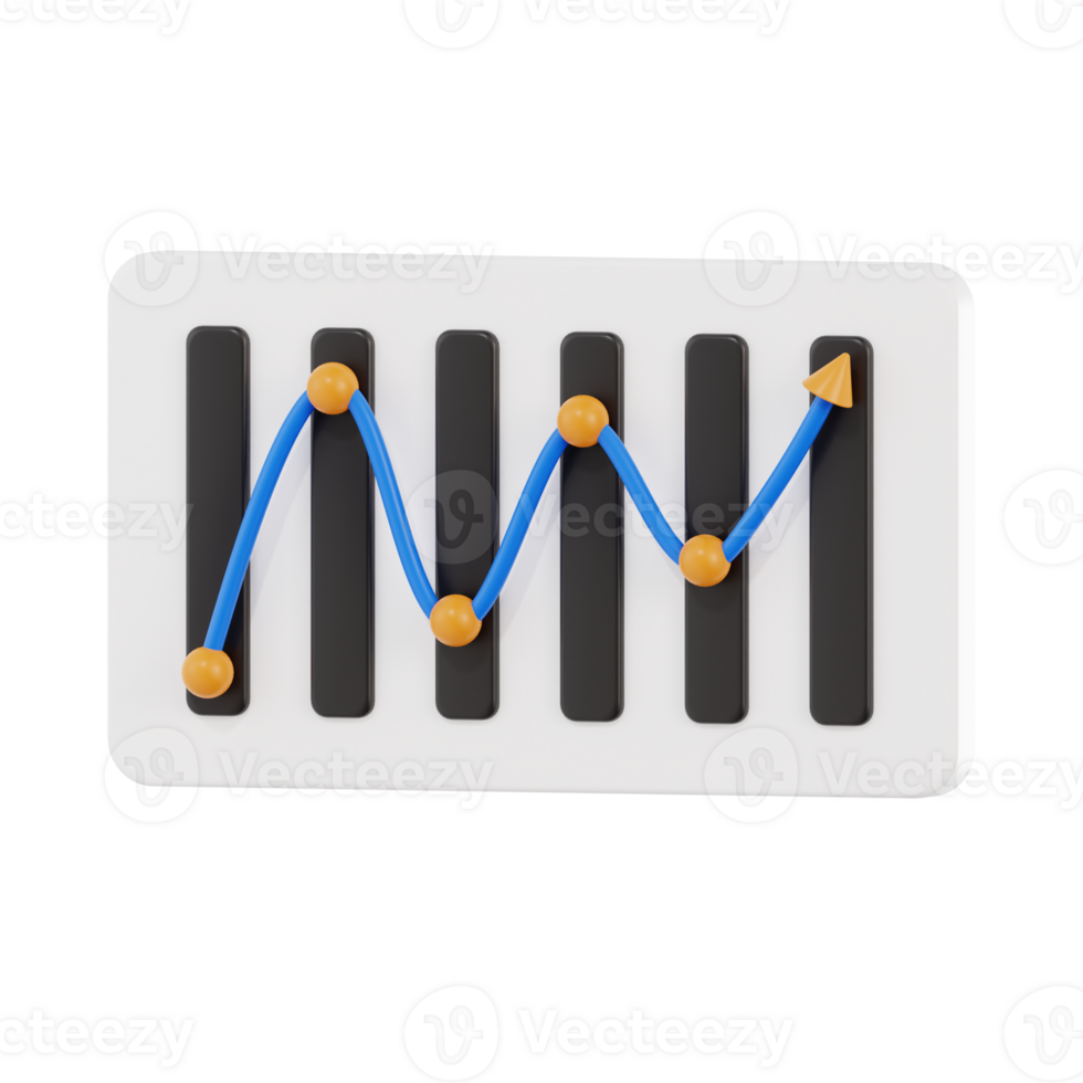 3D Analytics Chart with Line Graph - Trend Visualization png