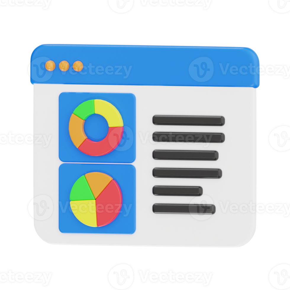 3D Analytics Report with Pie and Doughnut Charts - Online Business Tools png