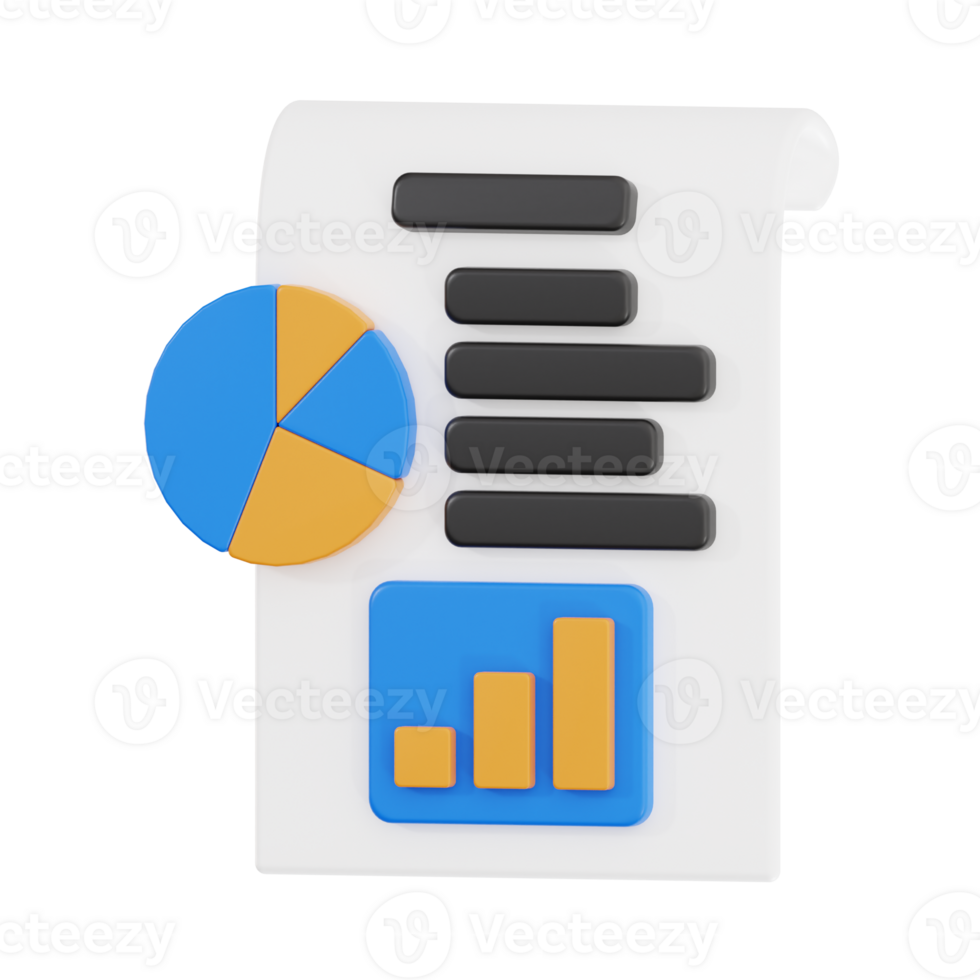 3D Pie Chart and Report Design for Data Analysis - Infographic Style png