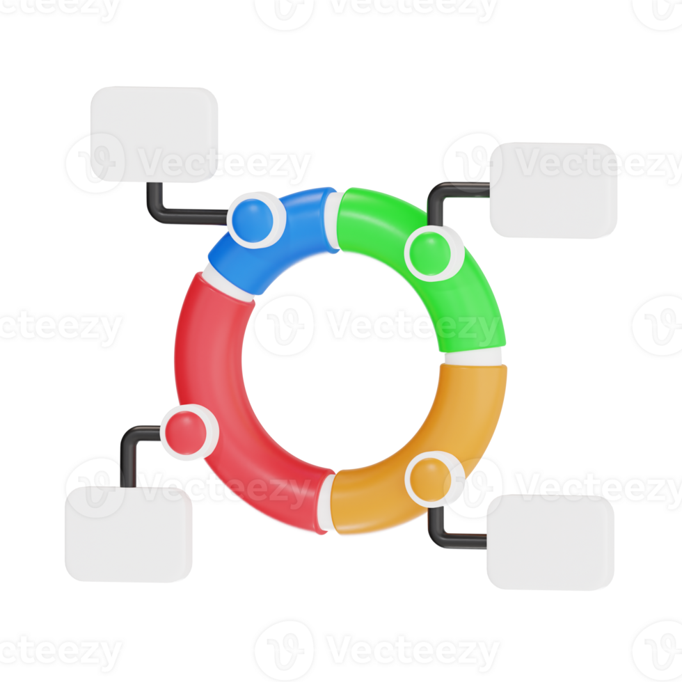 3D Colorful Doughnut Chart Infographic - Circular Data Visualization png