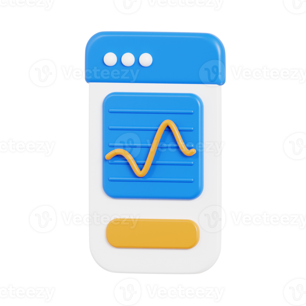 3D Mobile Data Analysis Dashboard with Line Chart - Modern Analytics png