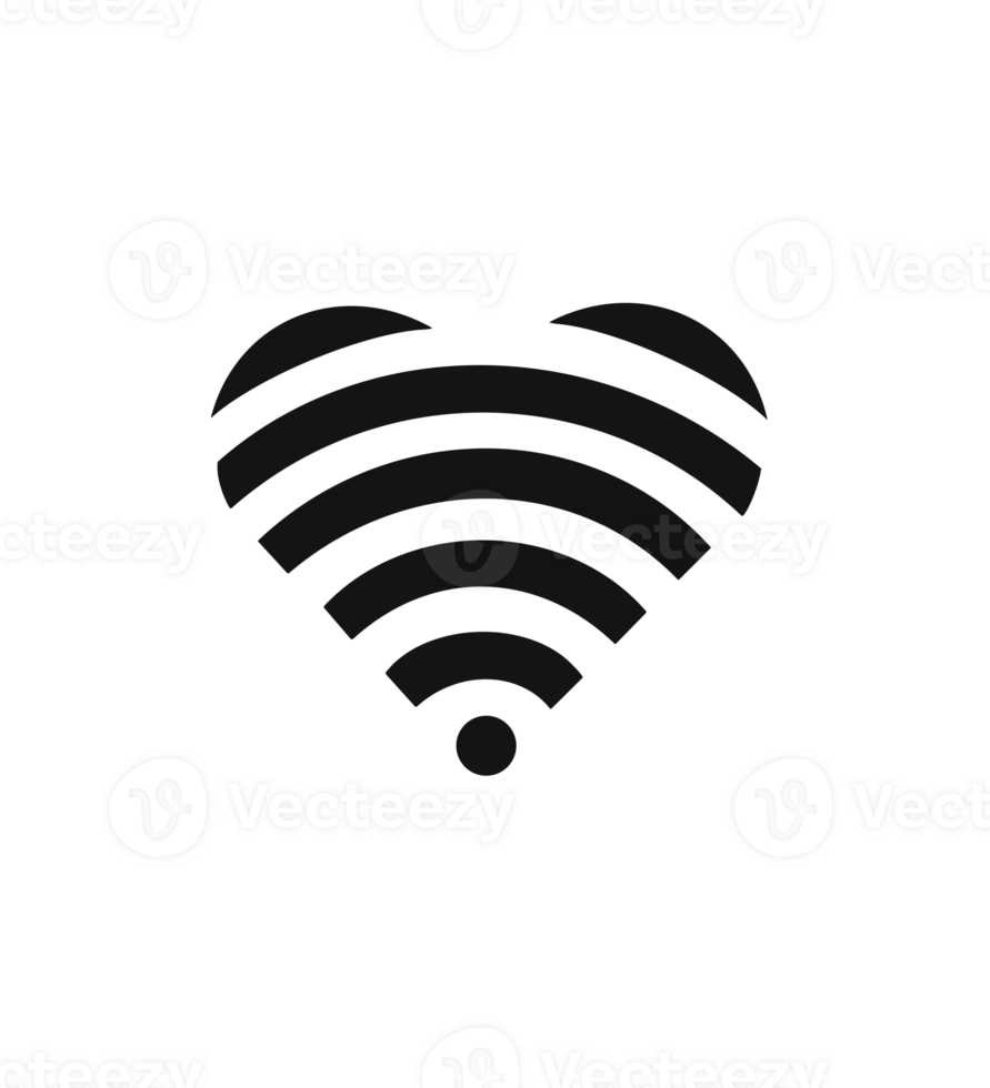 love shaped wifi icon. Wifi with a heart symbol for the coffee shops png