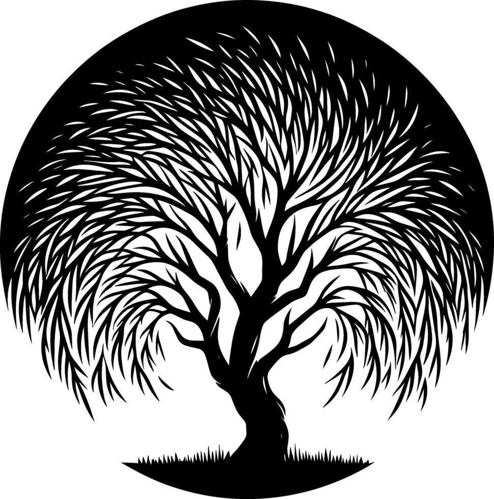 Willow tree silhouette isolated on white background design. vector