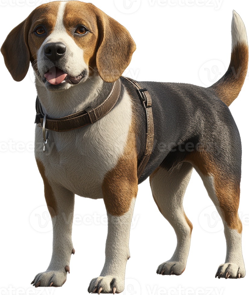 Adorable Beagle Puppy Standing Tri Color Fur Brown White Black Dog Portrait png