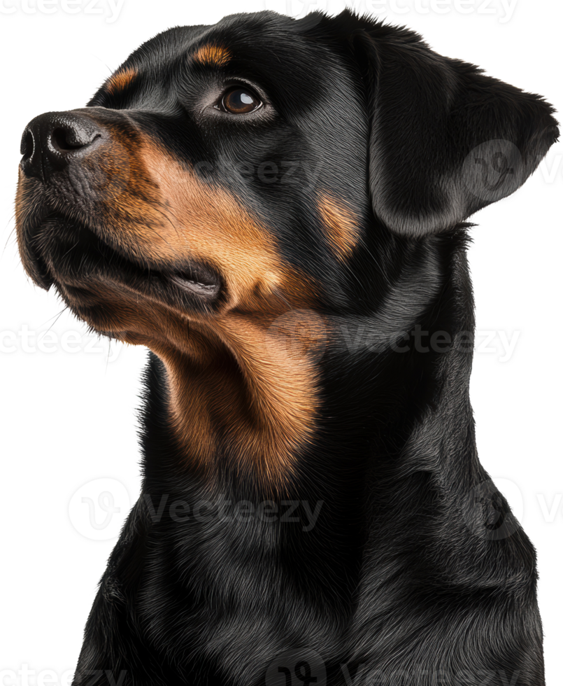 Majestic Rottweiler Dog Portrait Black and Tan Fur Canine Headshot png