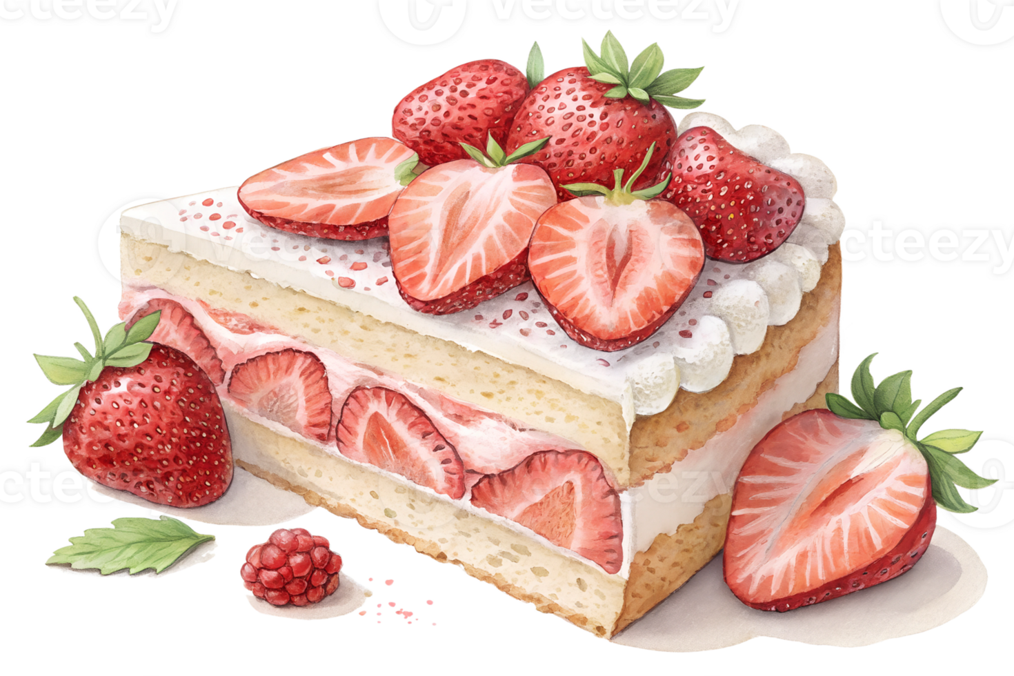 hand drawn Slice of Strawberry cake png