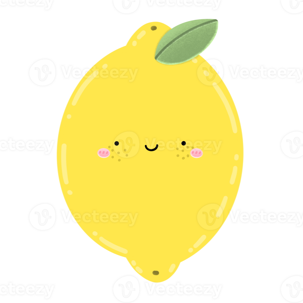 Cute Lemon Mascot Character Kawaii Cartoon Lemon Cartoon illustration Drawing Fruit Yellow Fruit Cute Fruit Cute Lemon Kawaii Lemon png
