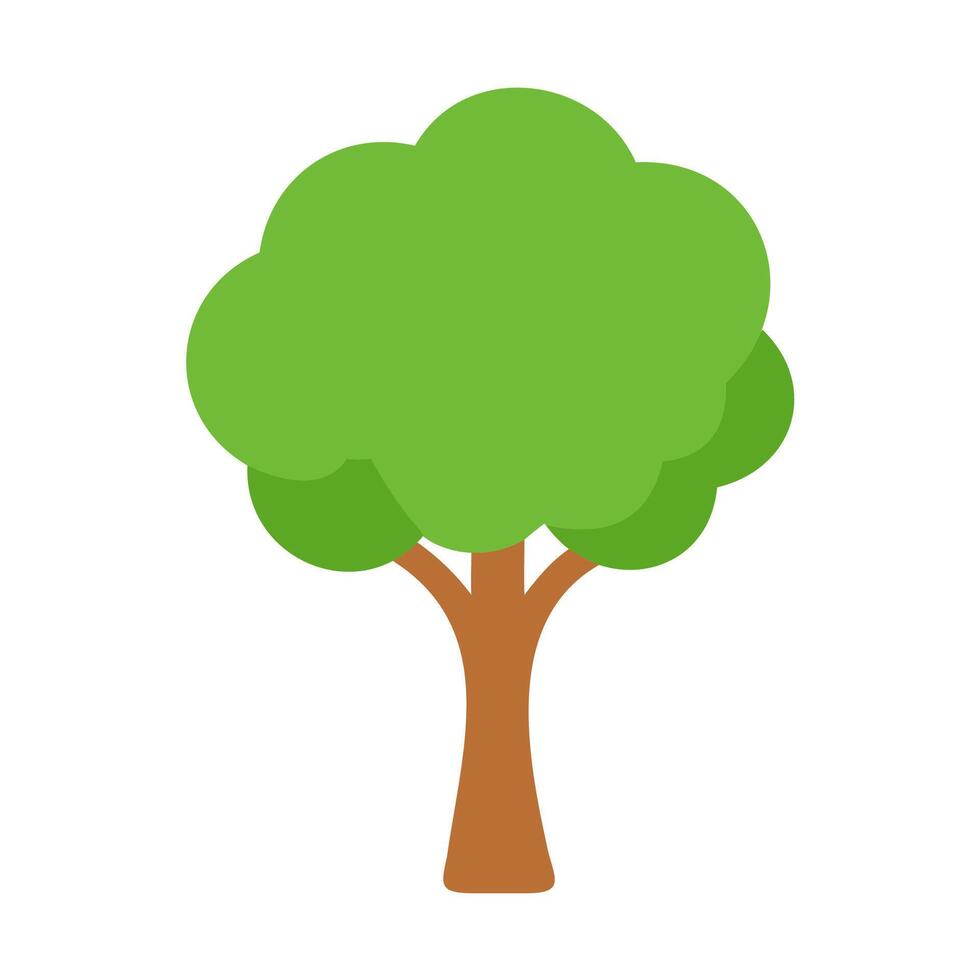 Stylized Green Tree with Brown Trunk vector
