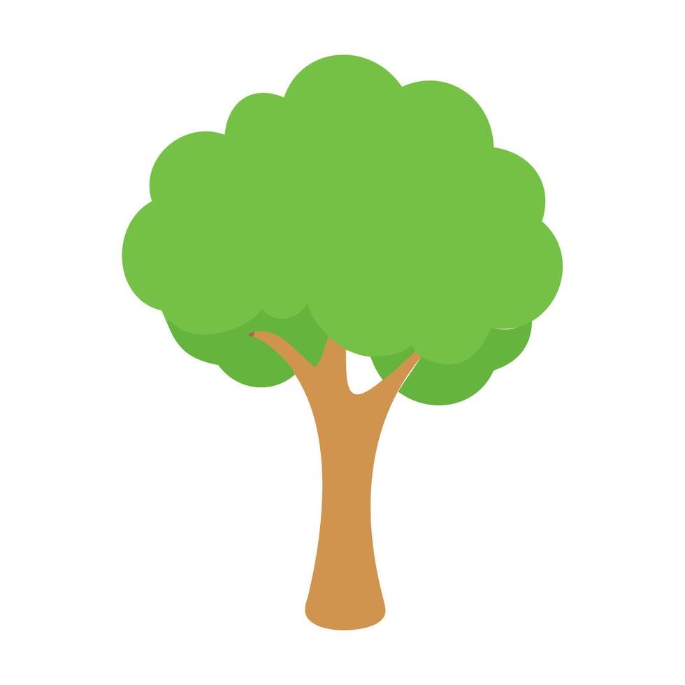 Stylized Tree Icon with Brown Trunk and Green Leaves vector