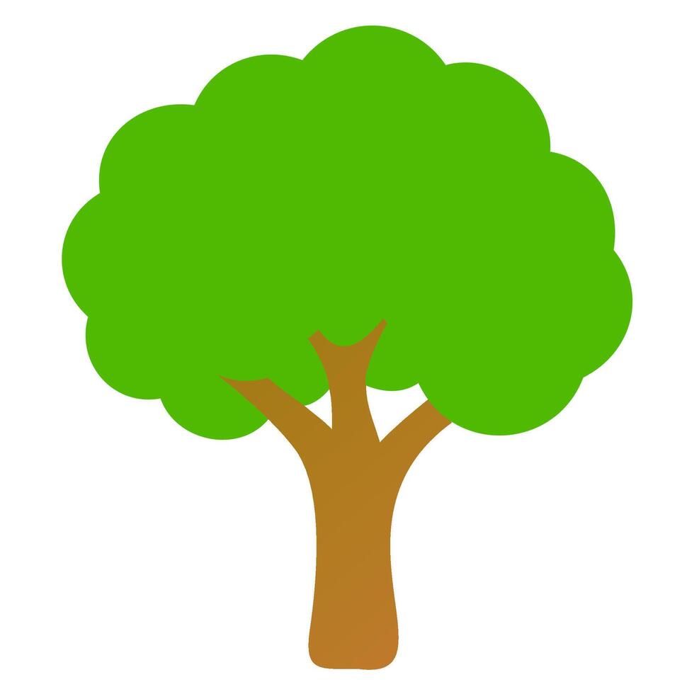 Green and Brown Tree Icon in Flat Graphic Style vector