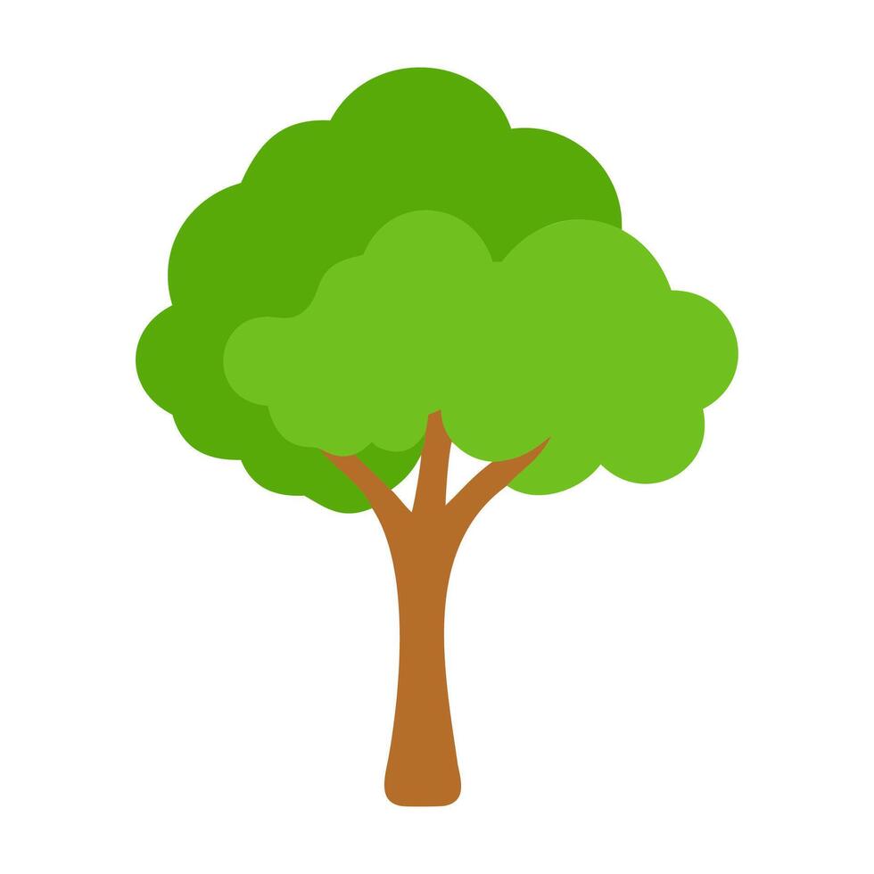 Simple Cartoon Tree with Round Green Foliage vector