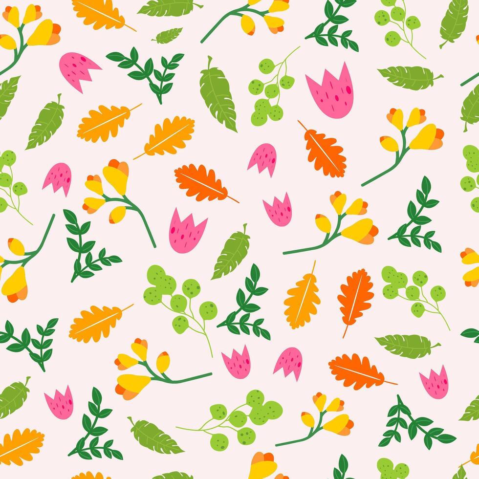 seamless pattern with flowers repeated summer or spring textile ornament wallpaper vector