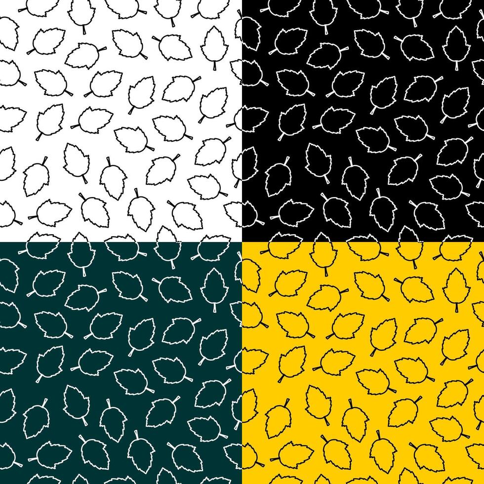seamless pattern leaf natural shape outline background color vector