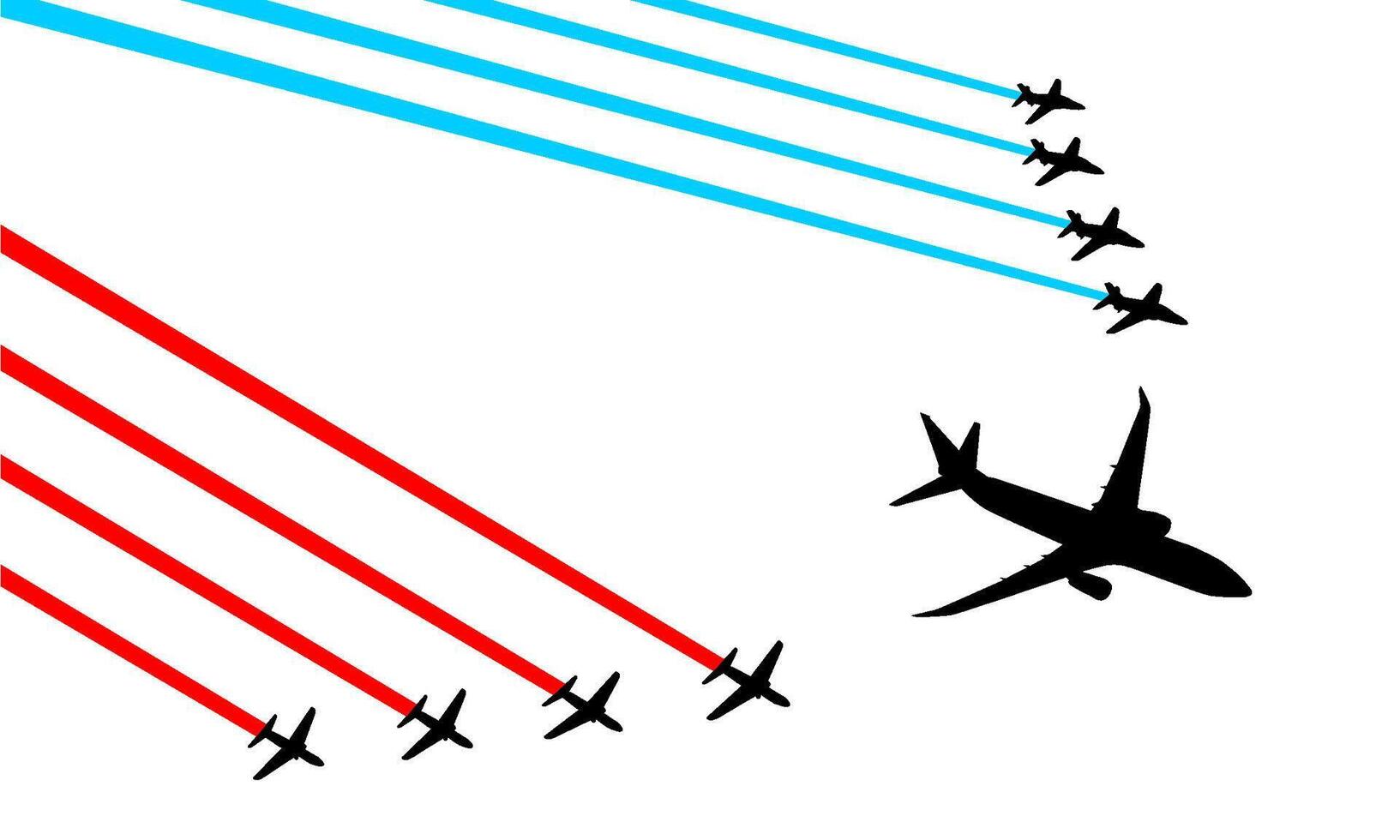 plane jet fighter aircraft silhouette aerobatic in sky with smoke vector