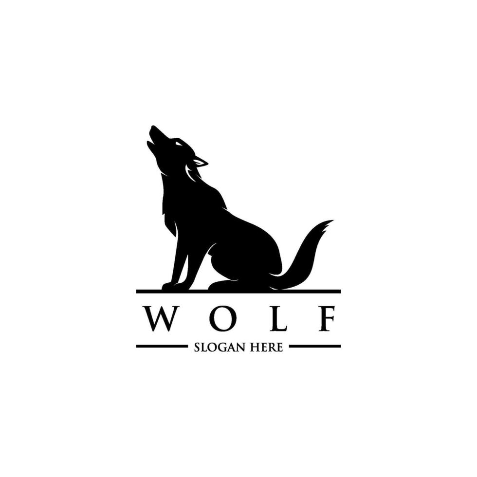 silhouette wolf logo design vector
