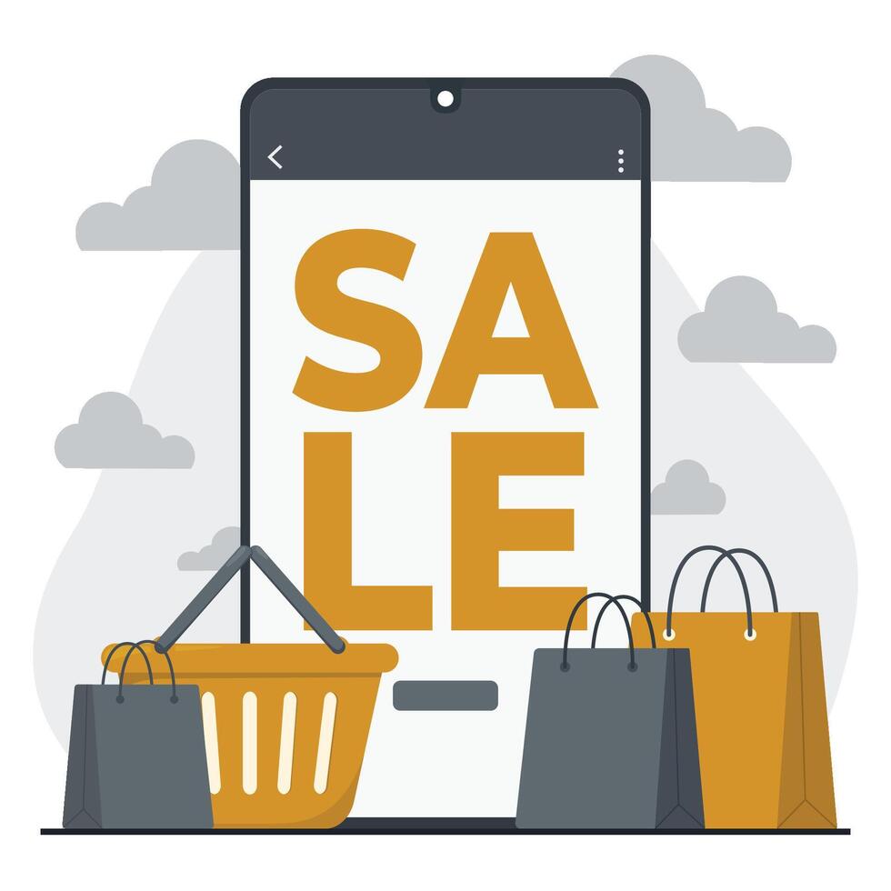 Illustration of sale promotions, showcasing exclusive discounts and limited-time offers for shoppers vector