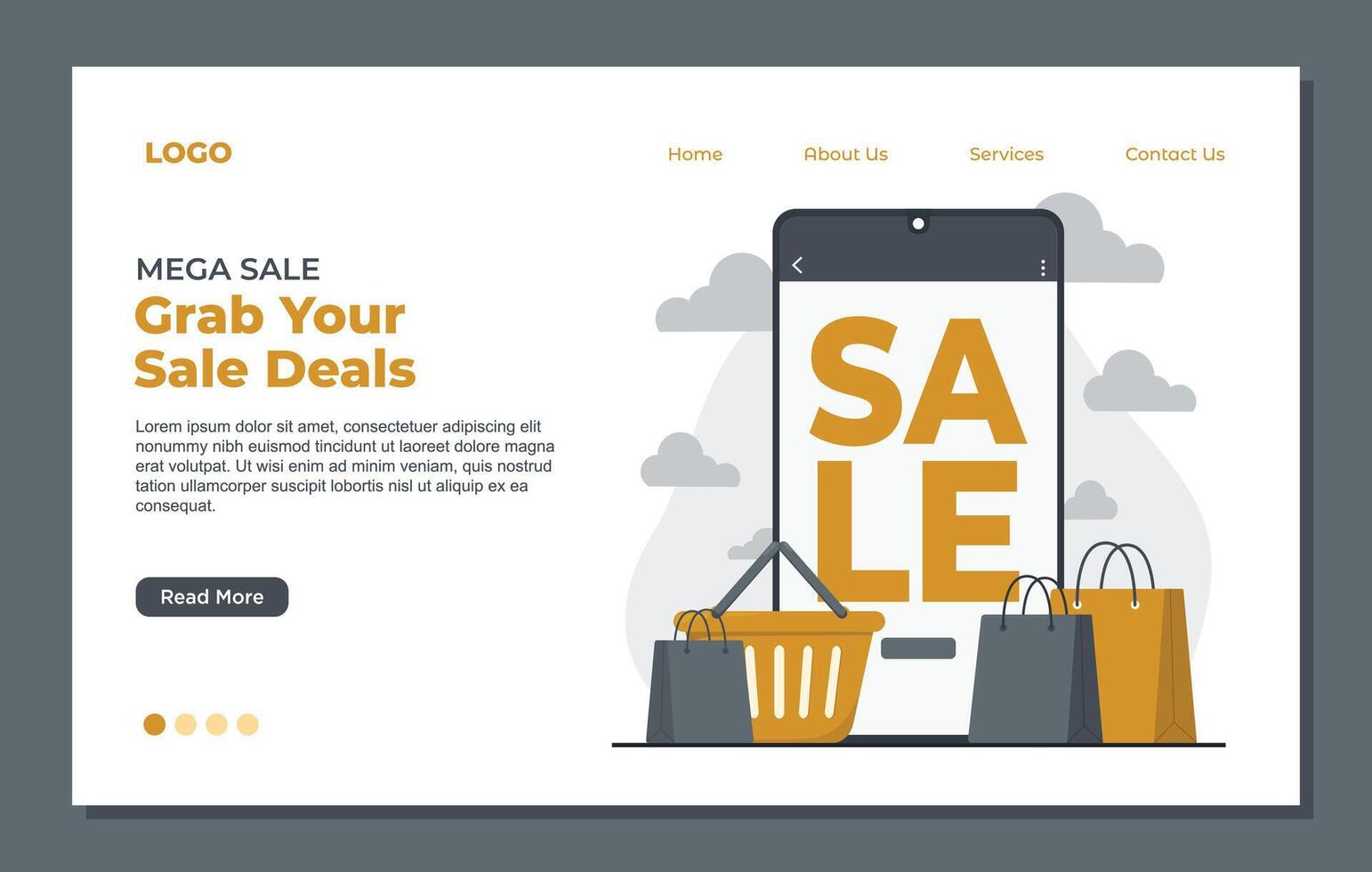 Landing page template for mega big sale promotions, showcasing exclusive deals and maximizing customer engagement vector