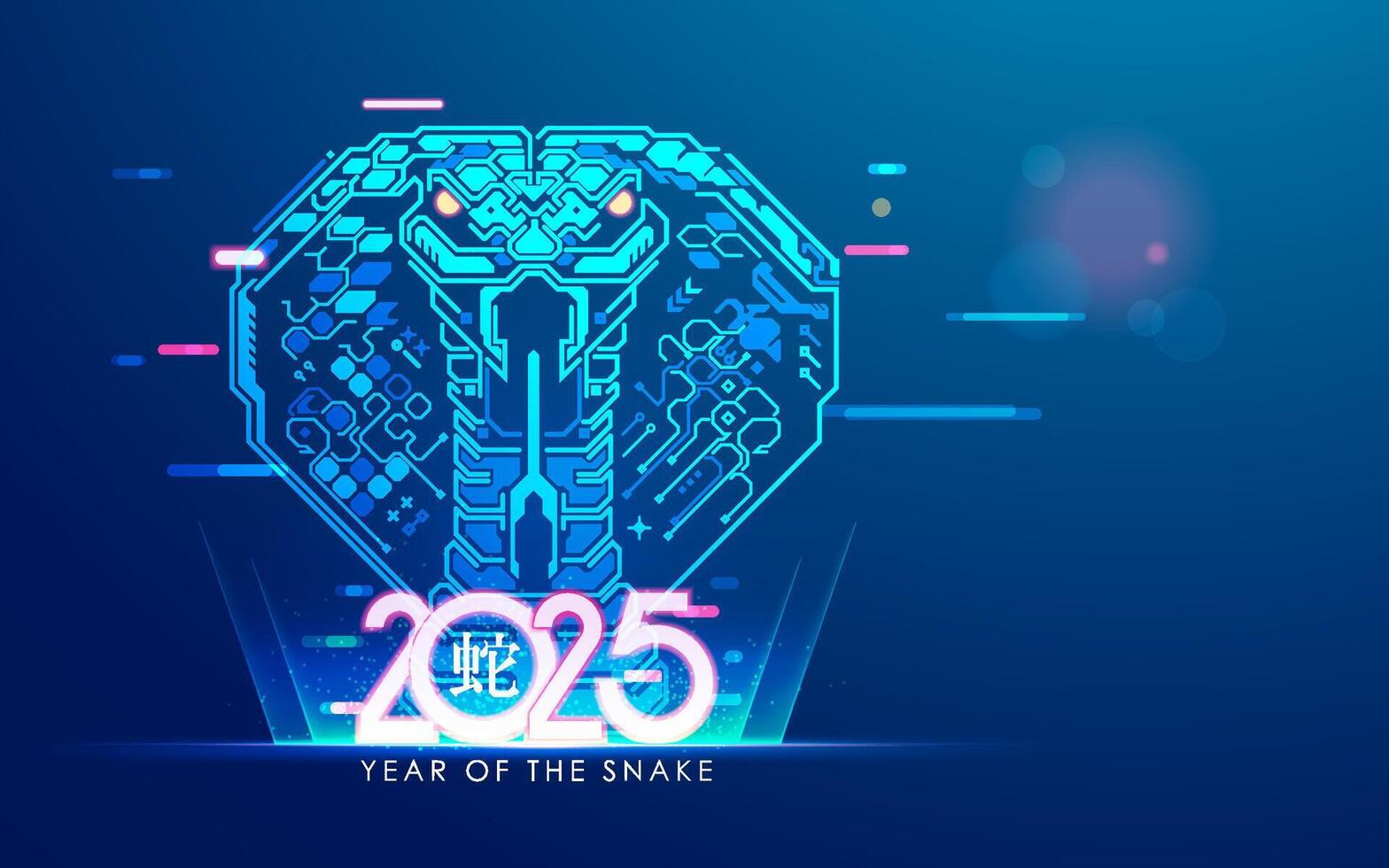 concept of Chinese New Year- year of the snake, graphic of futuristic serpent with technology element and lighting effect vector